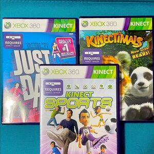 Xbox 360 Kinect Game Bundle Kinectimals, Just Dance 3 & Kinect Sports EUC